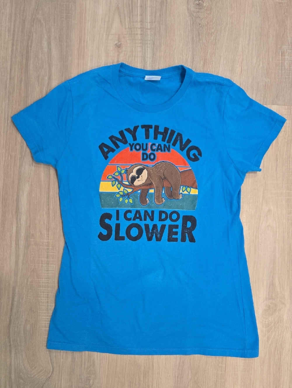 Blue Sloth Graphic Tee - "Anything You Can Do I Can Do Slower"